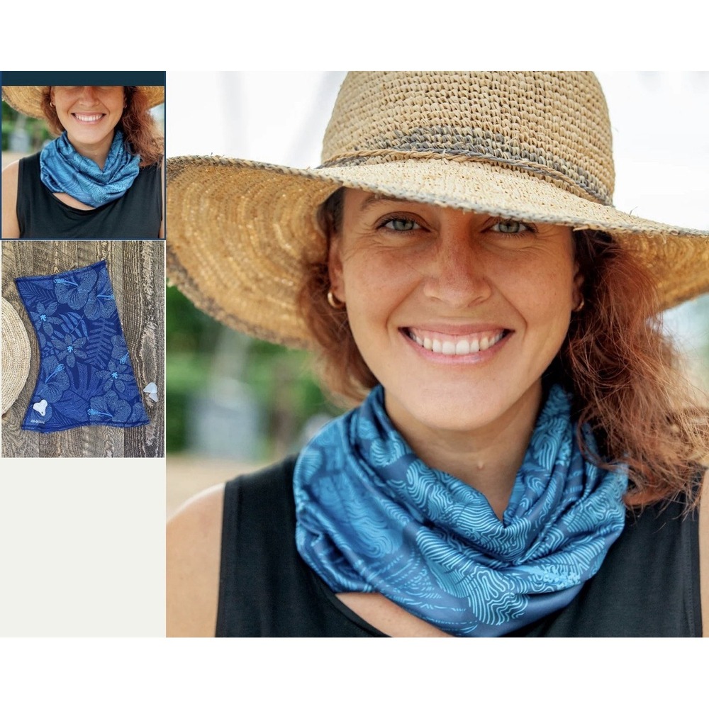 Rip Skirt Hawaii Sun Scarf UPF 30 Maui Moonlight Neck Gaiter Beach Travel Blue